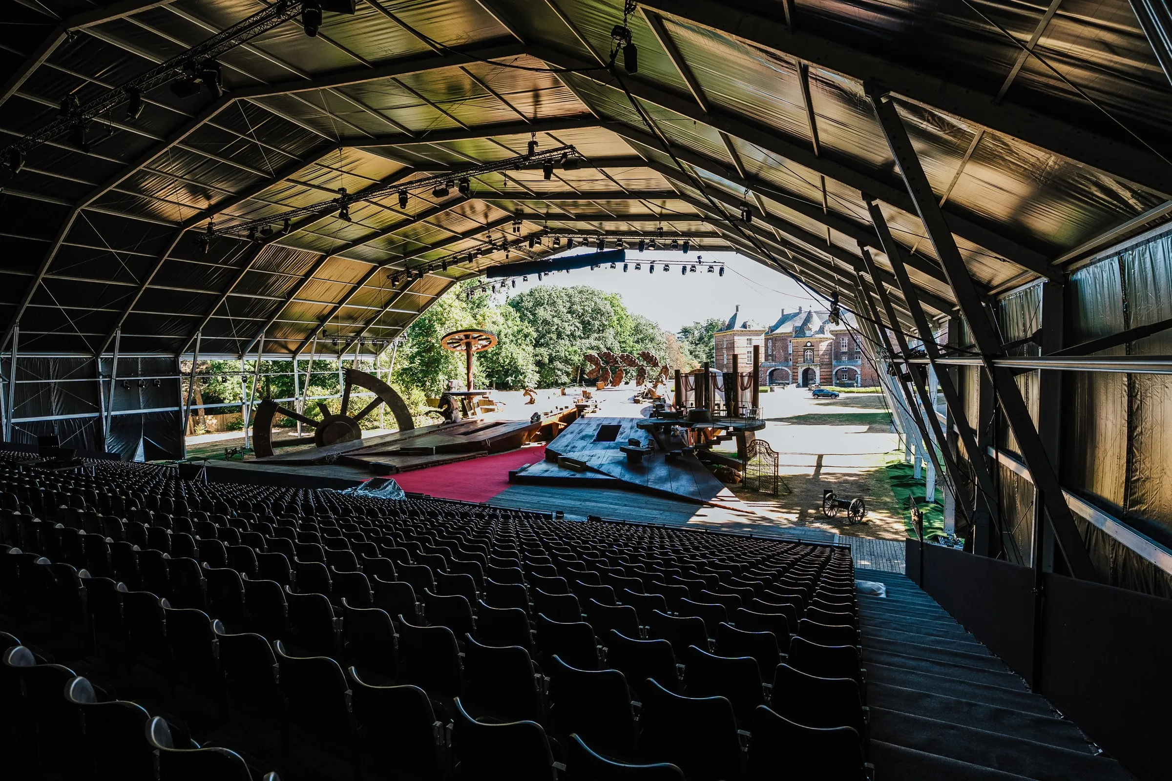 View from the seating towards the stage and the castle