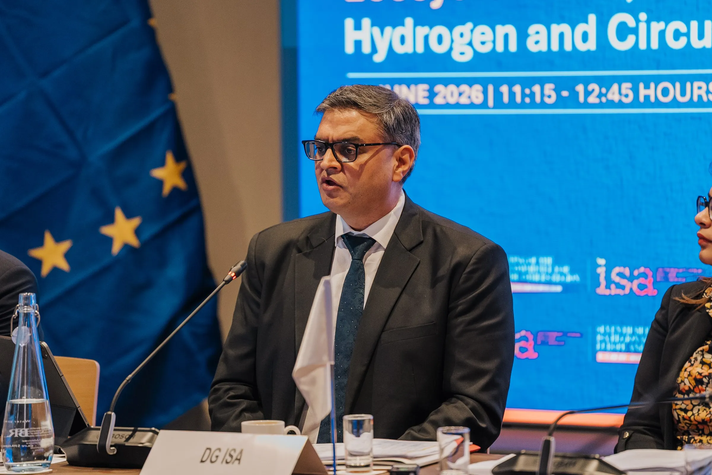 Speaker at the microphone during a conference