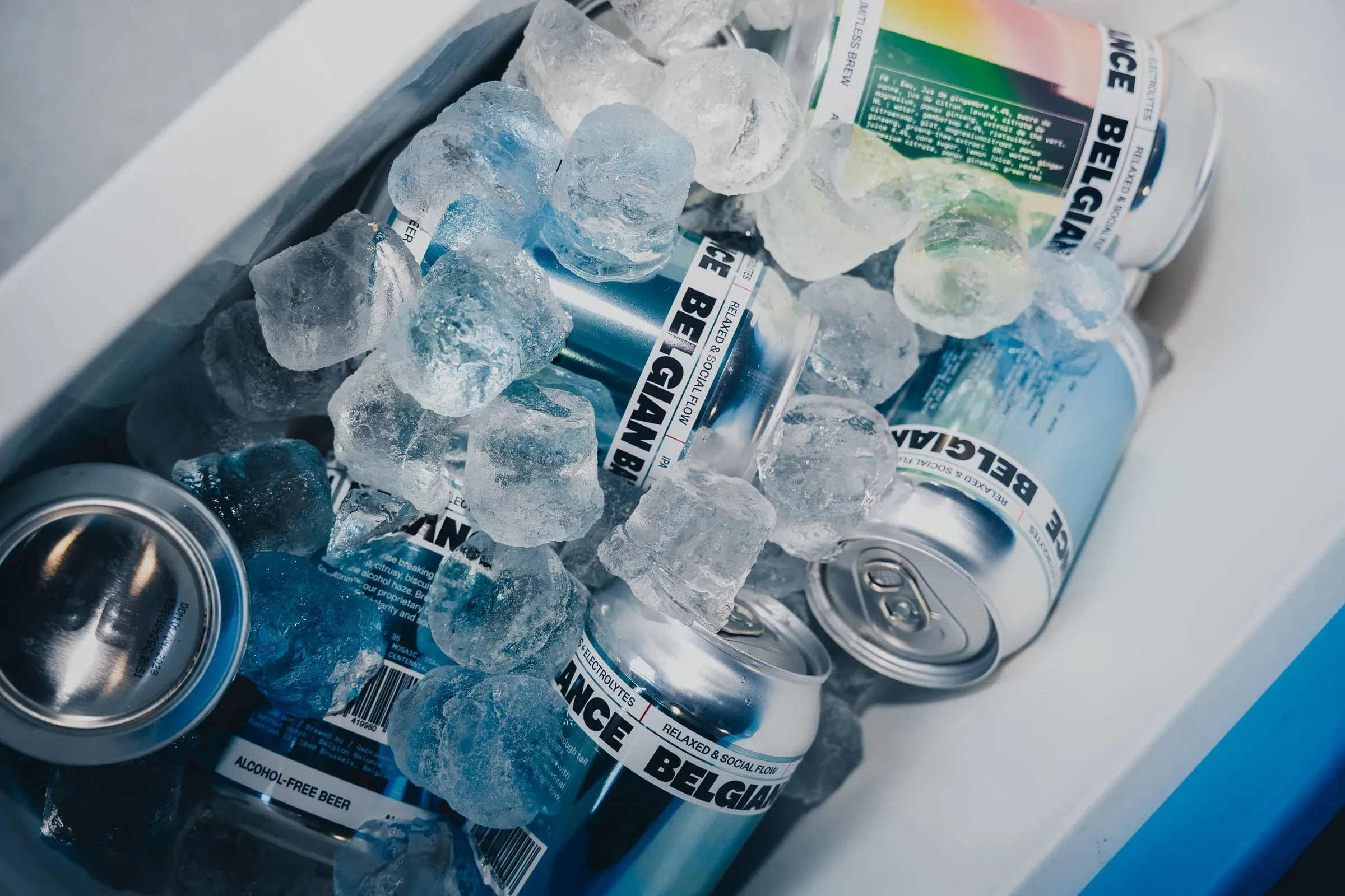 Cans in a tub of ice